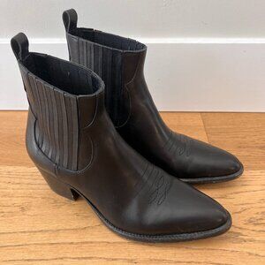 Maje Farwest Black Leather Western Cowboy Boots